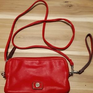 Red Leather Crossbody w Wrist Strap